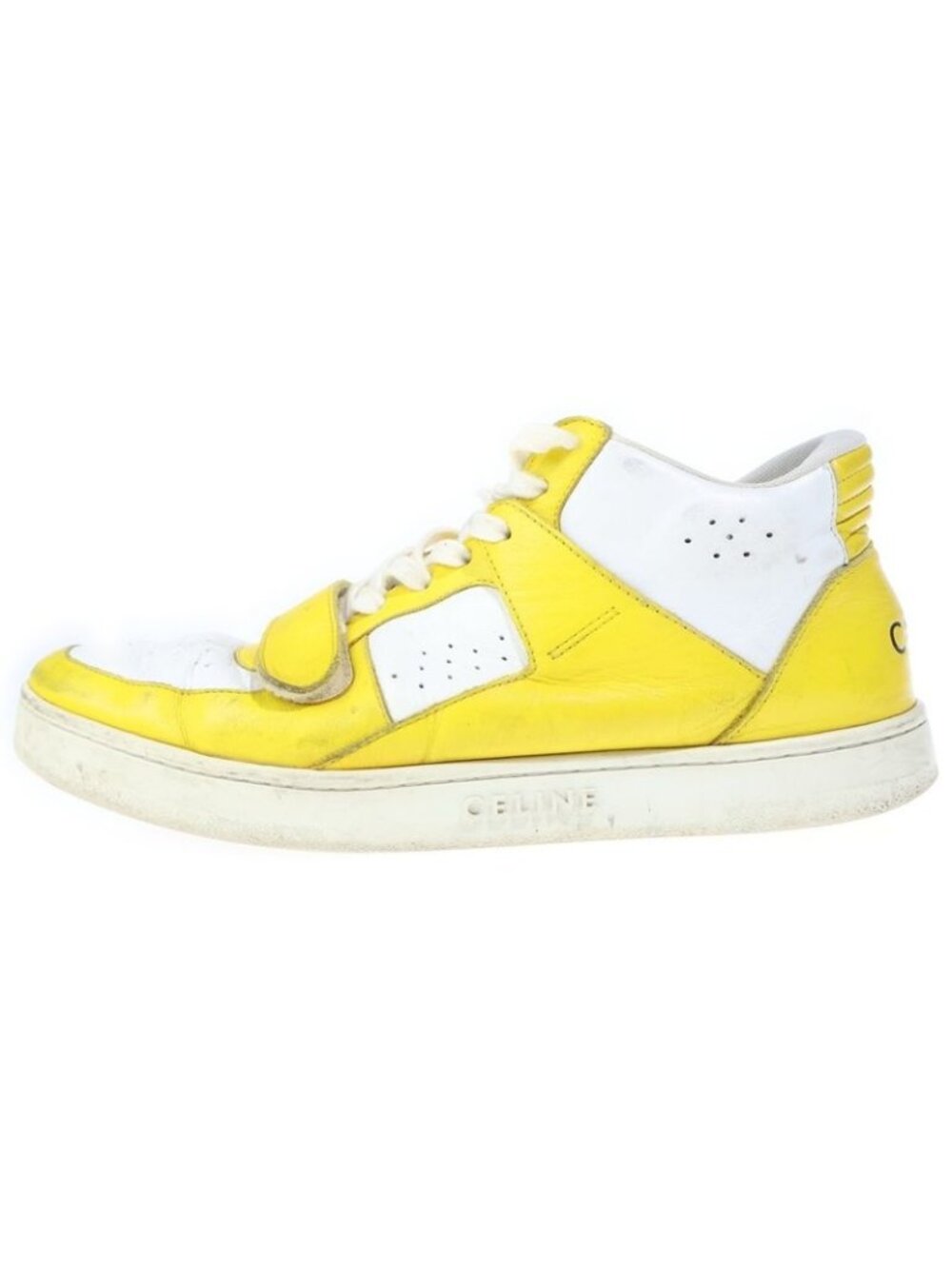 Celine Velcro Mid Cut Sneakers White Yellow